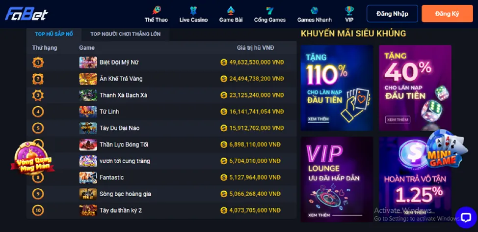 Các loại khuyến mãi hấp dẫn tại 36win bắn cá
